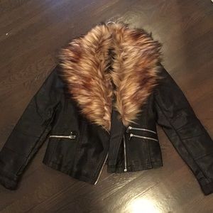 Leather faux fur jacket
